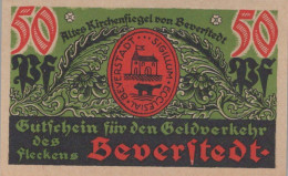 50 PFENNIG 1922 Stadt BEVERSTEDT Hanover UNC DEUTSCHLAND Notgeld Banknote #PI466 - [11] Local Banknote Issues