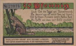 50 PFENNIG 1922 Stadt BEVERSTEDT Hanover DEUTSCHLAND Notgeld Banknote #PF444 - [11] Local Banknote Issues