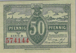 50 PFENNIG 1922 MECKLENBURG-SCHWERIN Mecklenburg-Schwerin DEUTSCHLAND #PF565 - [11] Local Banknote Issues