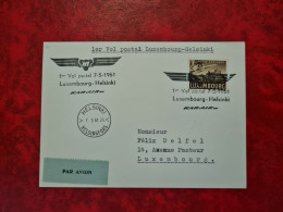 LETTRE / CARTE Luxembourg 1961 PREMIER VOL POSTAL LUXEMBOURG HELSINKI - Altri & Non Classificati