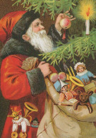 BABBO NATALE Buon Anno Natale Vintage Cartolina CPSM #PBL053.IT - Santa Claus