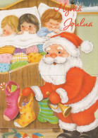 PAPÁ NOEL NIÑO NAVIDAD Fiesta Vintage Tarjeta Postal CPSM #PAK929.ES - Santa Claus