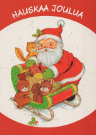 PAPÁ NOEL Animales NAVIDAD Fiesta Vintage Tarjeta Postal CPSM #PAK717.ES - Santa Claus