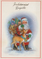 PAPÁ NOEL Animales NAVIDAD Fiesta Vintage Tarjeta Postal CPSM #PAK518.ES - Santa Claus