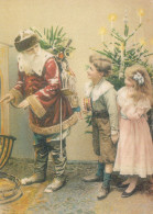 PAPÁ NOEL NIÑO NAVIDAD Fiesta Vintage Tarjeta Postal CPSM #PAK315.ES - Santa Claus