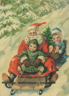 PÈRE NOËL ENFANT NOËL Fêtes Voeux Vintage Carte Postale CPSM #PAK316.FR - Santa Claus