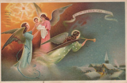 ÁNGEL NAVIDAD Vintage Antiguo Tarjeta Postal CPA #PAG701.ES - Angels