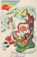 PAPÁ NOEL Feliz Año Navidad Vintage Tarjeta Postal CPSMPF #PKG353.ES - Santa Claus