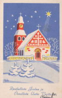 Feliz Año Navidad IGLESIA Vintage Tarjeta Postal CPSMPF #PKD550.ES - Nieuwjaar