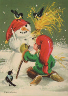 Feliz Año Navidad GNOMO Vintage Tarjeta Postal CPSM #PBL642.ES - Nieuwjaar