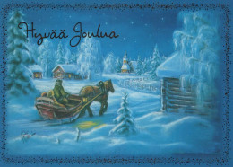 Feliz Año Navidad CABALLO Vintage Tarjeta Postal CPSM #PBM415.ES - Nieuwjaar