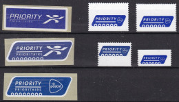 Netherlands: 7x Postal Priority Label, Unused, Various Variations (traces Of Use) - Other & Unclassified