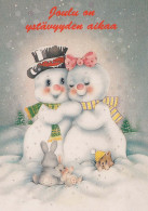 Feliz Año Navidad MUÑECO DE NIEVE Vintage Tarjeta Postal CPSM #PAZ802.ES - Nouvel An