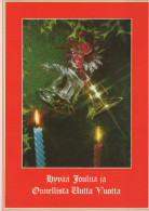 Happy New Year Christmas CANDLE BELL Vintage Postcard CPSM #PAW429.GB - Nouvel An