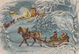 Happy New Year Christmas GNOME HORSE Vintage Postcard CPSM #PAW492.GB - Neujahr