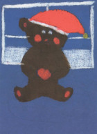 Happy New Year Christmas TEDDY BEAR Vintage Postcard CPSM #PAU818.GB - Neujahr