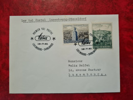LETTRE / CARTE Luxembourg 1961 PREMIER VOL POSTAL LUXEMBOURG SARREBRUCK ETTELBRUCK CLERVAUX - Sonstige & Ohne Zuordnung