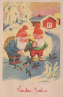 Bonne Année Noël GNOME Vintage Carte Postale CPSMPF #PKG421.FR - Neujahr