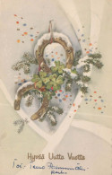 Bonne Année Noël FER À CHEVAL Vintage Carte Postale CPSMPF #PKD736.FR - Neujahr