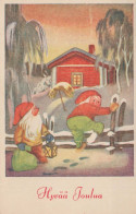 Bonne Année Noël GNOME Vintage Carte Postale CPSMPF #PKD241.FR - Neujahr