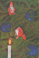 Bonne Année Noël GNOME Vintage Carte Postale CPSM #PBM070.FR - Nouvel An