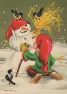 Bonne Année Noël GNOME Vintage Carte Postale CPSM #PBL643.FR - Nieuwjaar