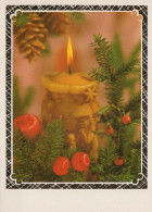 Bonne Année Noël BOUGIE Vintage Carte Postale CPSM #PBA243.FR - Nouvel An