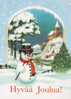 Bonne Année Noël BONHOMME DE NEIGE Vintage Carte Postale CPSM #PAZ671.FR - Nouvel An