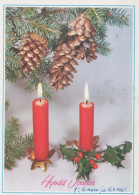Bonne Année Noël BOUGIE Vintage Carte Postale CPSM #PAZ546.FR - Nieuwjaar