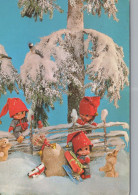 Bonne Année Noël GNOME Vintage Carte Postale CPSM #PAY513.FR - Nouvel An