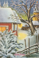 Bonne Année Noël ÉGLISE Vintage Carte Postale CPSM #PAY445.FR - Nouvel An
