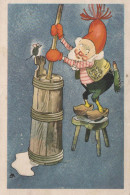 Happy New Year Christmas GNOME Vintage Postcard CPSMPF #PKD921.GB - Nouvel An