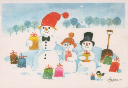Happy New Year Christmas SNOWMAN Vintage Postcard CPSM #PBM546.GB - Nouvel An