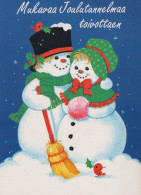 Happy New Year Christmas SNOWMAN Vintage Postcard CPSM #PAZ801.GB - Nouvel An