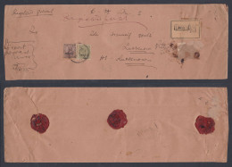 Inde British India 1935 Registered Parcel Cover, OHMS Service Official, Court Munsif Seal, King George V, 38 Cm Big Size - 1902-11 Roi Edouard VII