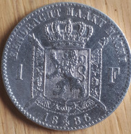 Belgium 1 Franc 1886  FL Language VF / XF - Silver - 1 Frank