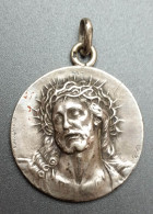 Beau Pendentif Médaille Religieuse Argent 800 Début XXe "Jésus-Christ (Ecce Homo)" Religious Medal - Religione & Esoterismo