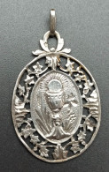 Pendentif Médaille Religieuse Argent 800 Début XXe "Médaille De Communion 1913" Religious Medal - Religion & Esotérisme