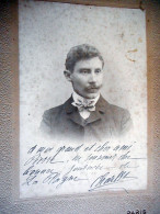 PHOTO AUTHENTIQUE CHARLES ROUSSEL HOMME CHIC MOUSTACHE MODE Cabinet MARIUS A PARIS - Alte (vor 1900)