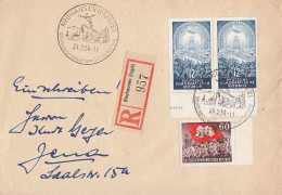 DDR R-Brief Mif Minr.352,2x 424 SST Neuhausen 24.2.54 Gel. Nach Jena - Covers & Documents