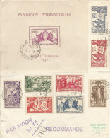 FRENCH INDIA - 1937 PARIS AND 1939 NEW YORK EXHIBITIONS 2R. 4 CA. FRANKING ON REGISTERED. AIR COVER TO THE USA  - 1949  - Storia Postale