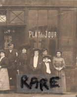 PHOTO ANCIENNE,25,DOUBS,BESANCON,1909,RUE BATTANT,CAFE,COMMERCE,HABITANTS DE L 'EPOQUE,RARE - Places