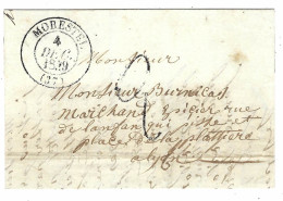1849 - Lettre De MORESTEL ( Isère ) Cad T13 Taxe 2d. Tampon Pour Lyon - 1801-1848: Précurseurs XIX