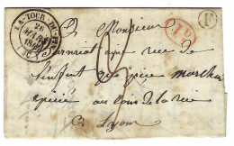 1845 - Lettre De LA-TOUR-DU-PIN ( Isère ) Cad T14 Taxe 3d. + F Boite Rurale De Corbéchin - 1801-1848: Precursors XIX