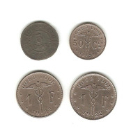 212/ BELGIQUE : 5 Centimes 1915 - 50 Centimes 1932 - 1 Franc 1922 X 2 - 1 Franc
