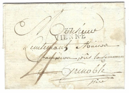 1809 - Lettre De 37 / VIENNE ( Isère )  Taxe 4 D. Pour Grenoble - 1849-1876: Période Classique