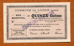 1914-1918 // LUZOIR (Aisne 02) // Juillet 1915 // Bon Municipal De Quinze Centimes // Echantillons Sans Valeur - Buoni & Necessità