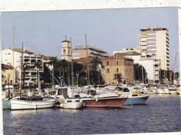 83. SAINTE MAXIME  . CPSM. LE PORT L'EGLISE ET LA TOUR CARREE EN FIN D'APRES MIDI. ANNEE 1986 + TEXTE. - Sainte-Maxime