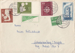 Bund Brief Mif Minr.232,233,236,242,Berlin Minr.144 Letmathe 2.10.56 Gel. Nach Schwarzenberg - Storia Postale