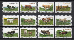 - FRANCE Adhésifs N° 953/64 Oblitérés - Série Complète LES VACHES DE NOS RÉGIONS 2014 (12 Timbres) - - Used Stamps